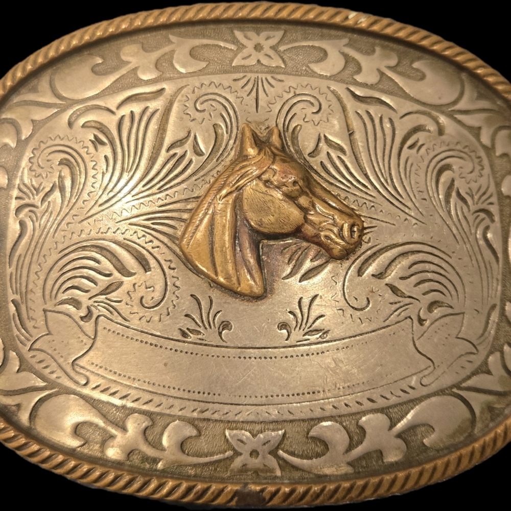 Vintage Western Horse Belt Buckle